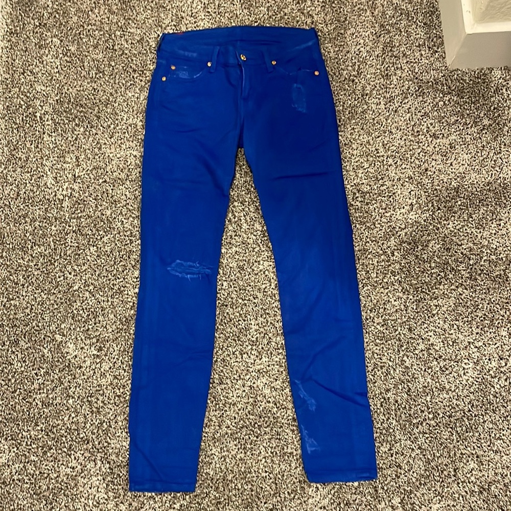 7 For All Mankind The Slim Cigarette Jeans Royal Blue Bright Blue